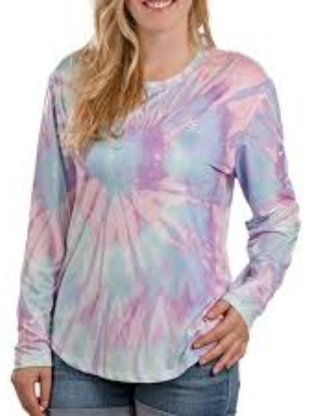 Lauren James Tie Dye Pattern Long Sleeve Sun Protection Shirt Top